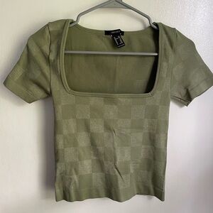 Forever 21 Square Neck Checkered Top